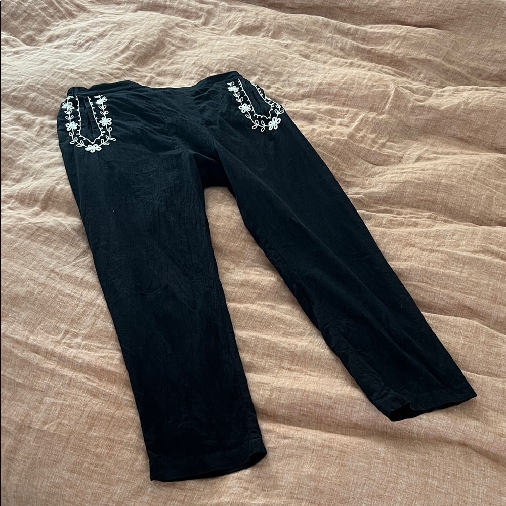 The GREAT. Mariachi embroidered pull on easy pants.